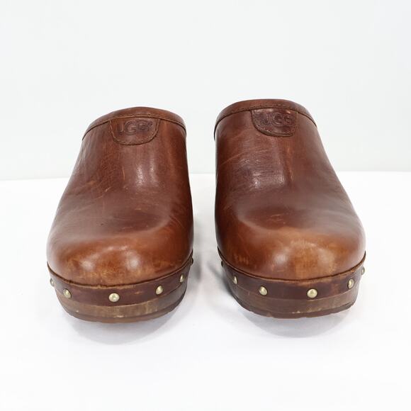 UGG Women's Abbie UGG Leather Clogs Brown Size US 6 EU 37 - Picture 9 of 12